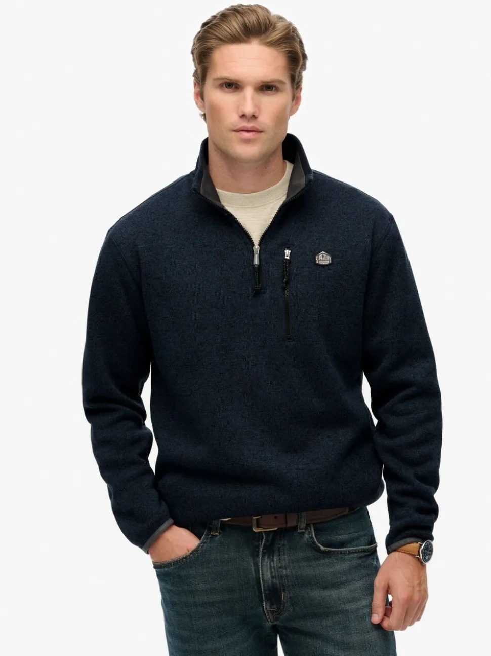 Superdry Blue Storm Fleece Half Zip Jumper