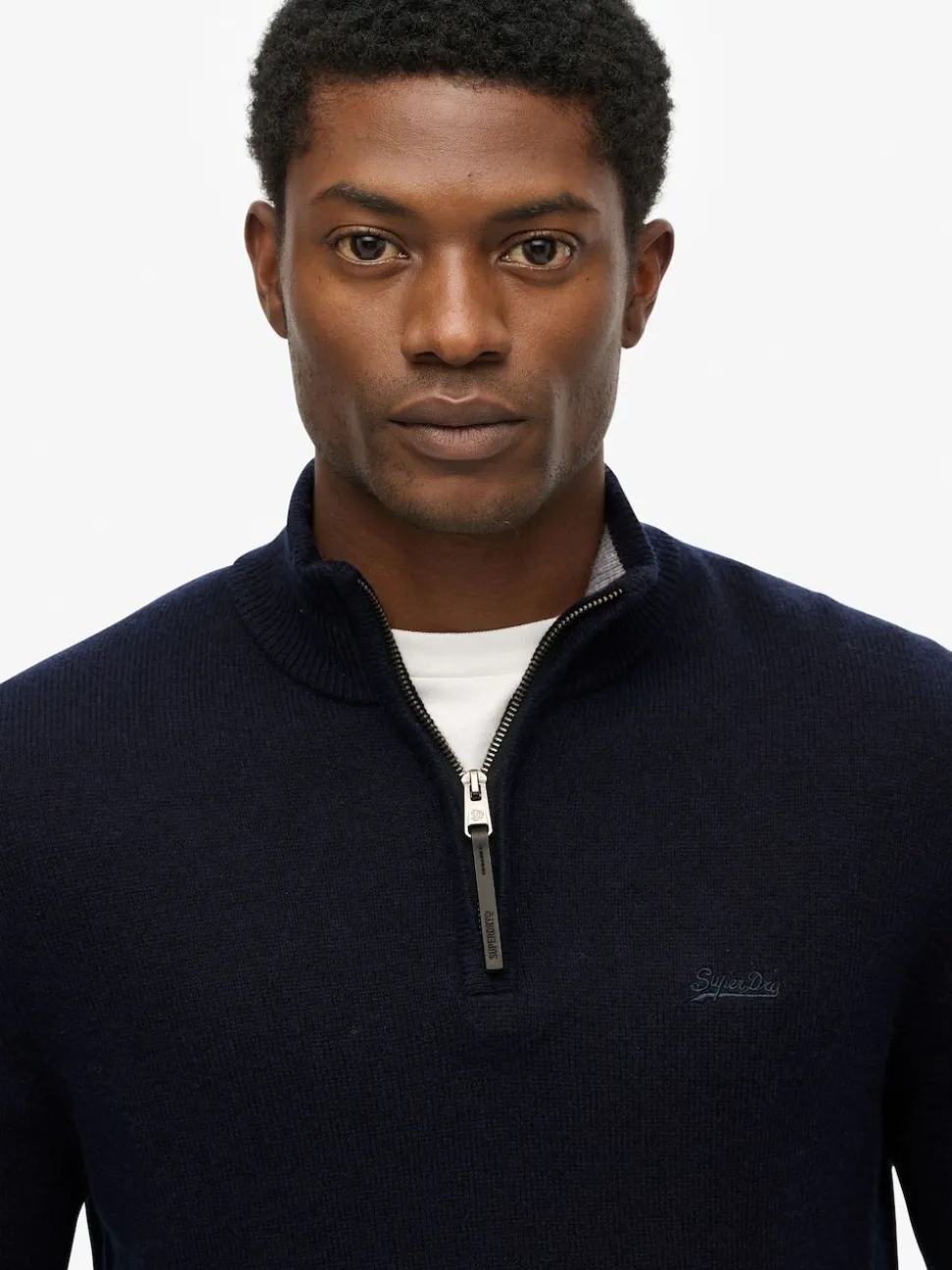 Superdry Blue Wool Blend Half Zip Jumper