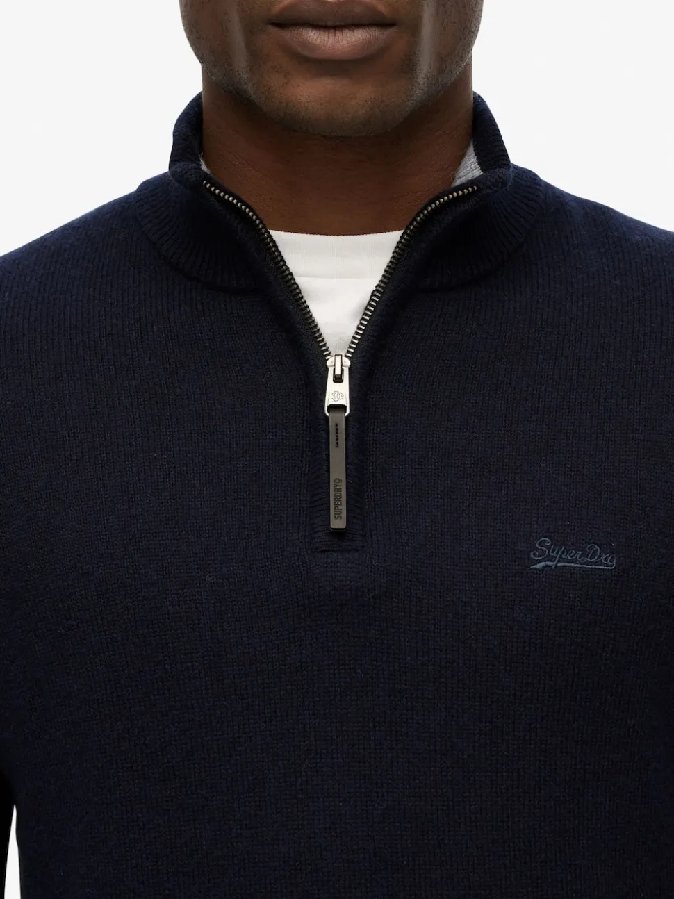Superdry Blue Wool Blend Half Zip Jumper
