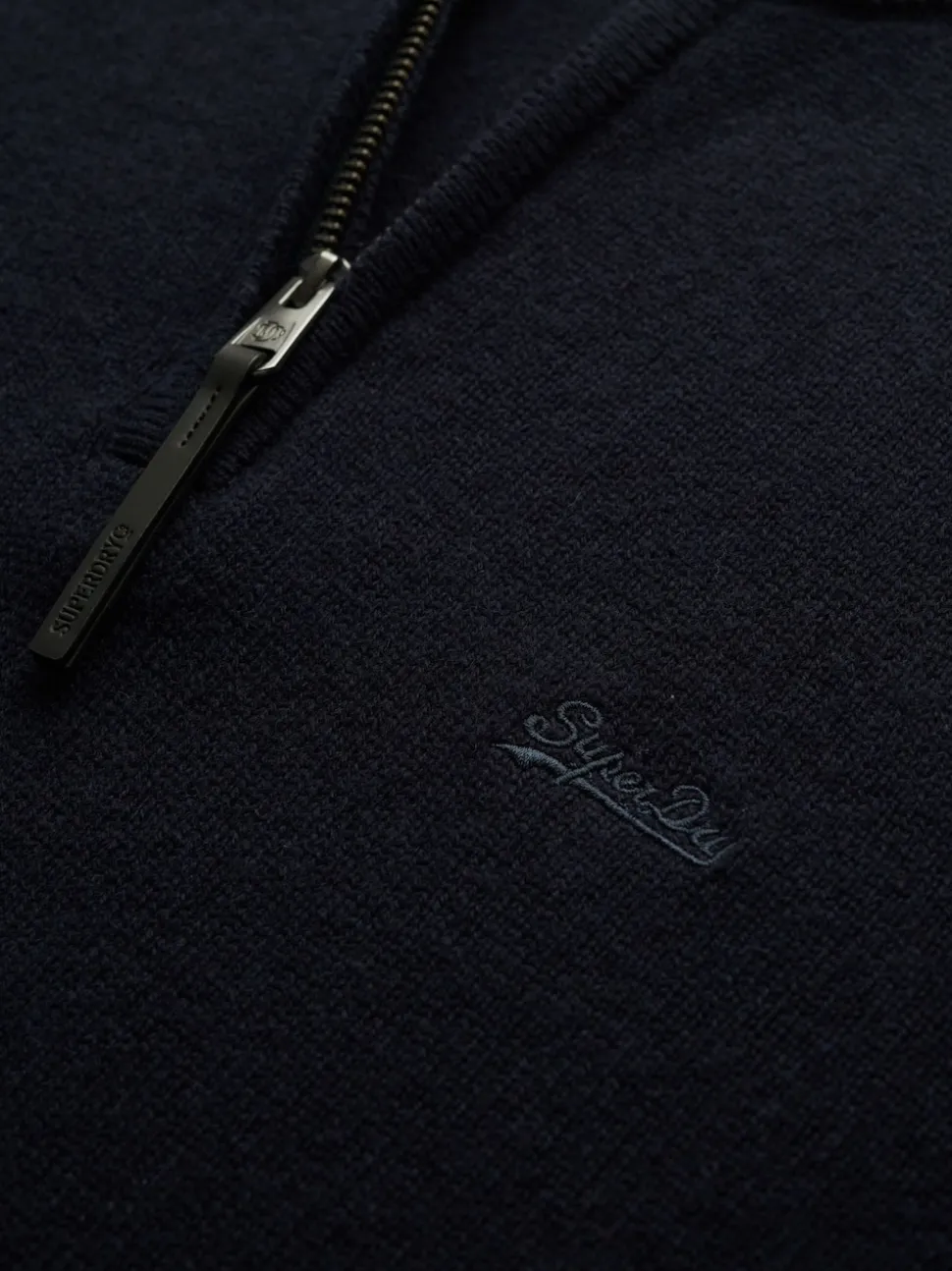 Superdry Blue Wool Blend Half Zip Jumper