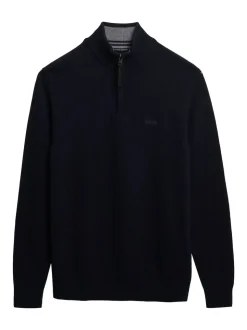 Superdry Blue Wool Blend Half Zip Jumper
