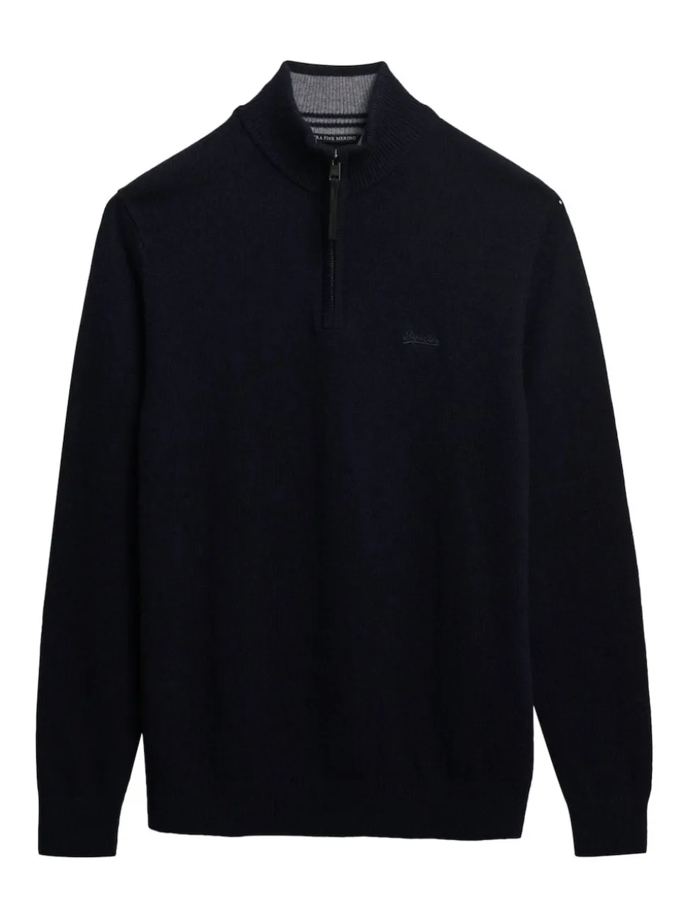 Superdry Blue Wool Blend Half Zip Jumper