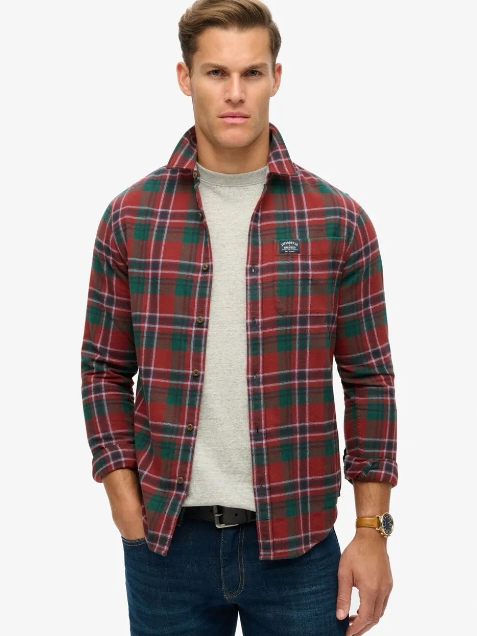 Superdry Buckshot Check Red Long Sleeve Lumberjack Shirt