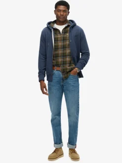 Superdry Chambray Blue Essential Logo Half Brushed Zip Hoodie