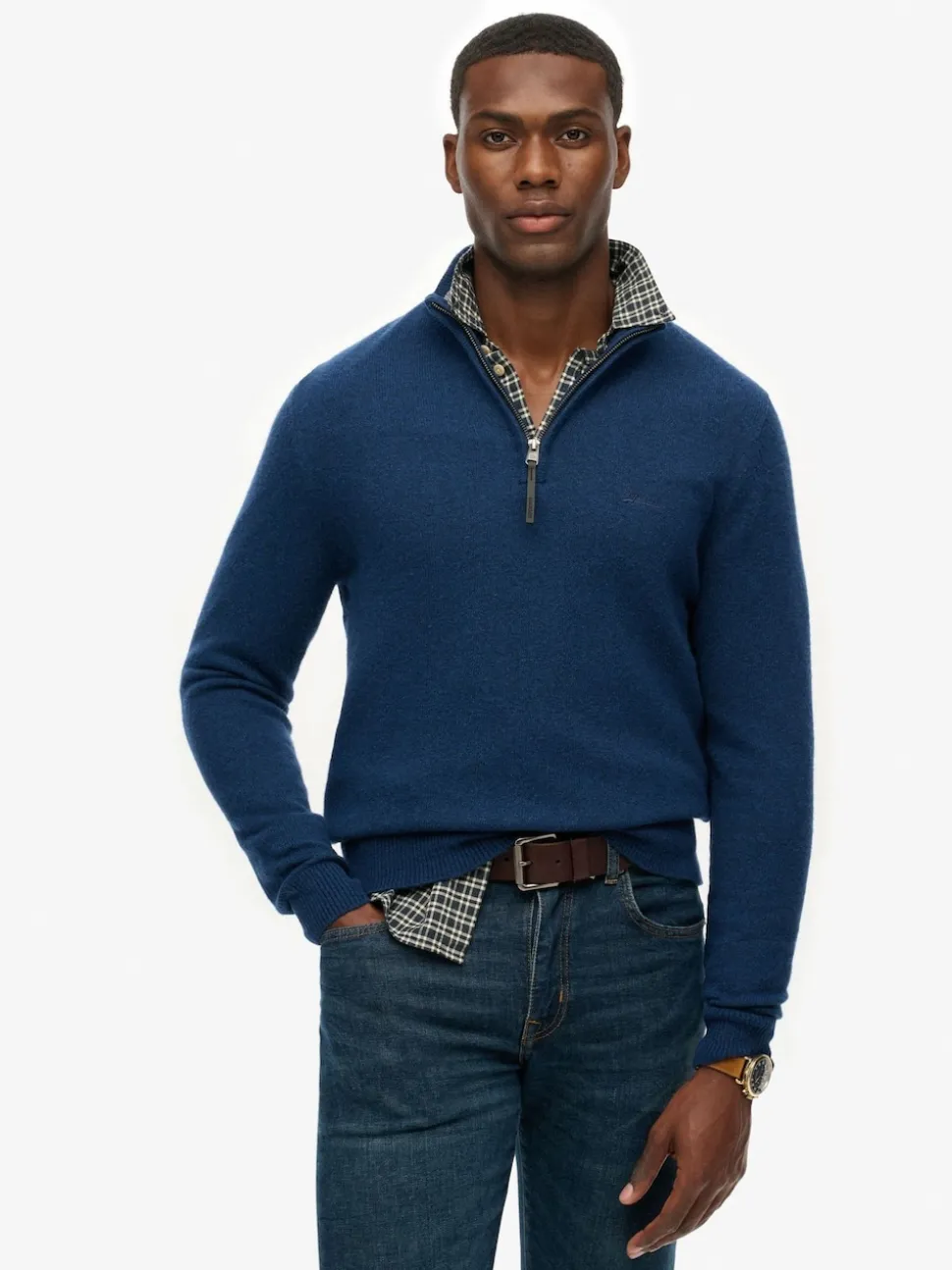 Superdry Dusk Navy Marl Wool Blend Half Zip Jumper