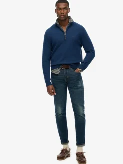 Superdry Dusk Navy Marl Wool Blend Half Zip Jumper