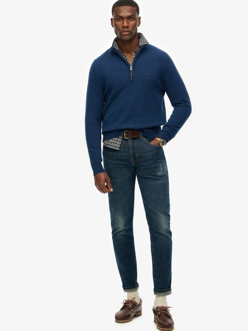 Superdry Dusk Navy Marl Wool Blend Half Zip Jumper