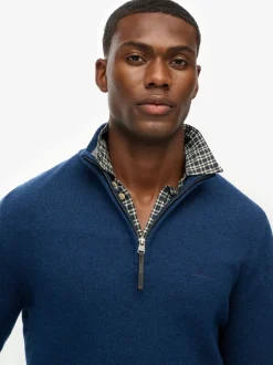 Superdry Dusk Navy Marl Wool Blend Half Zip Jumper