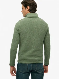 Superdry Green Cotton Texture Half-Zip Jumper