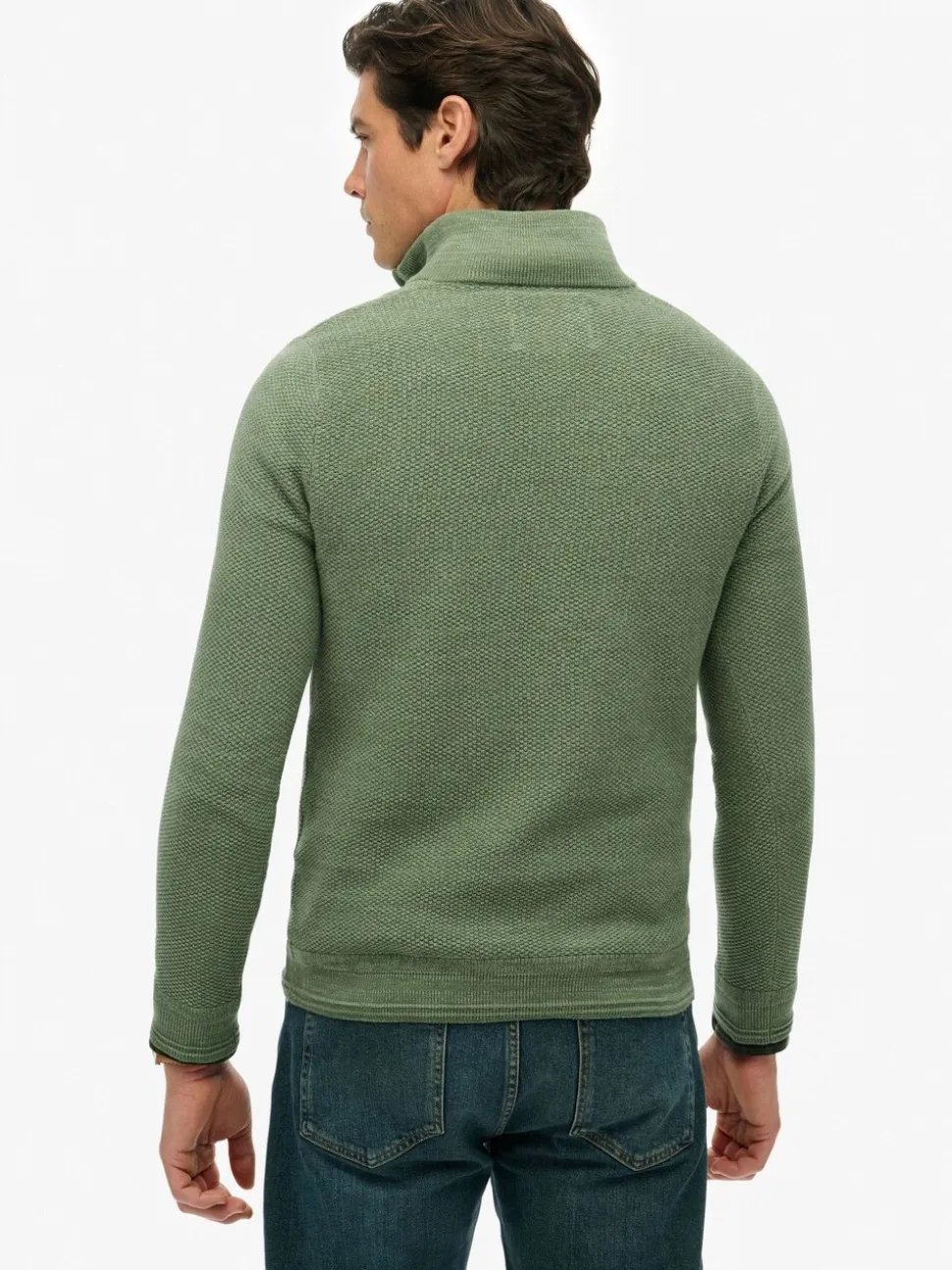 Superdry Green Cotton Texture Half-Zip Jumper