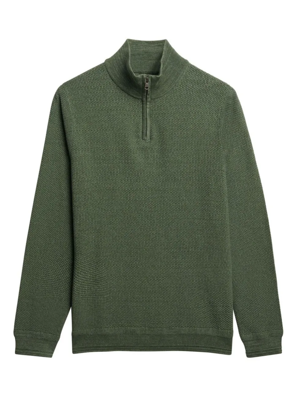 Superdry Green Cotton Texture Half-Zip Jumper
