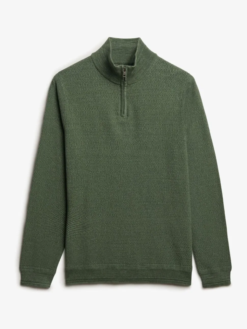Superdry Green Cotton Texture Half-Zip Jumper