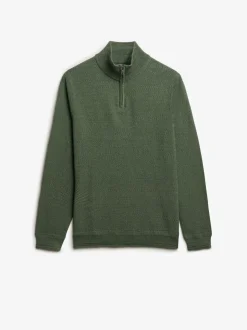 Superdry Green Cotton Texture Half-Zip Jumper
