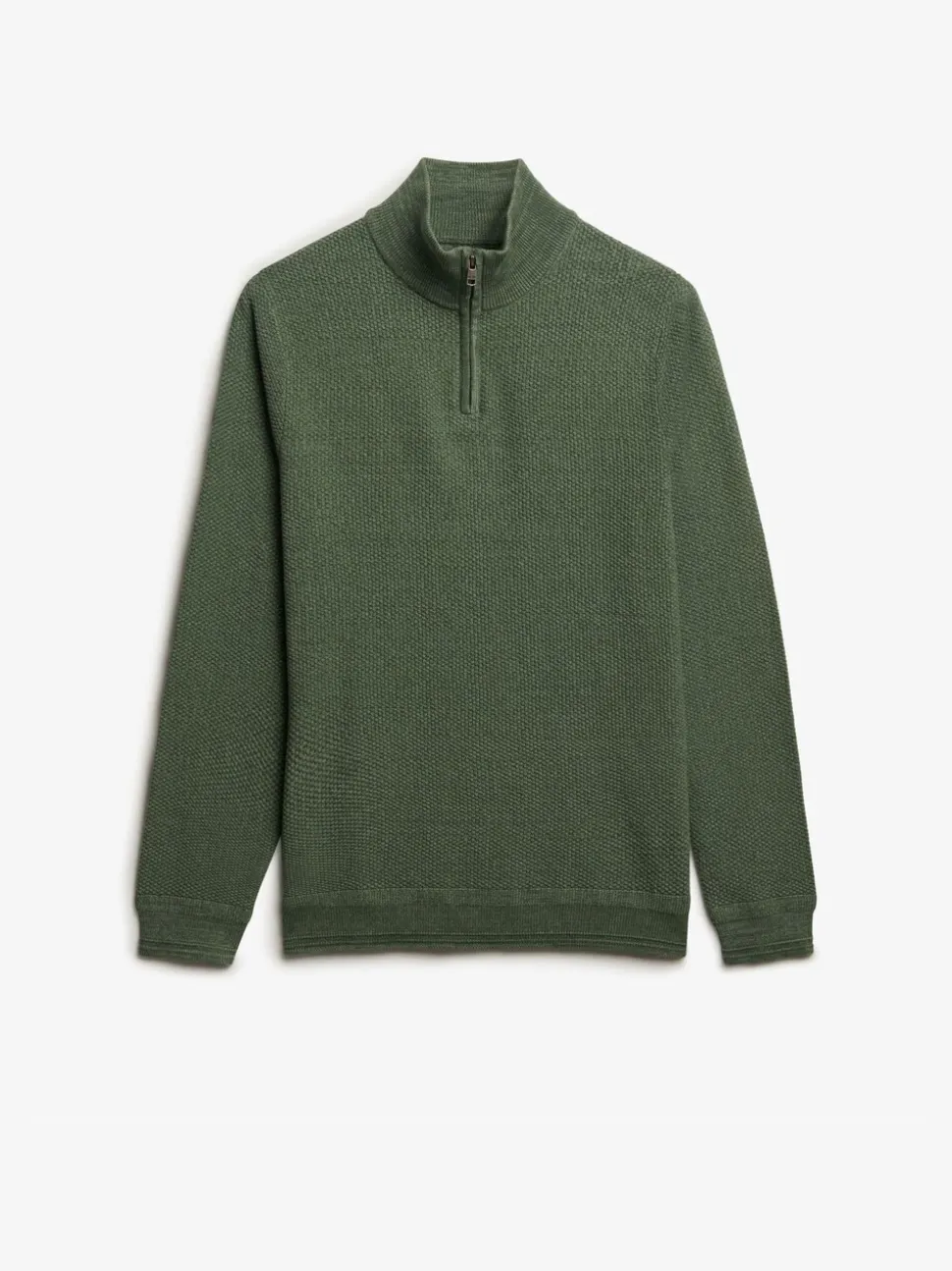 Superdry Green Cotton Texture Half-Zip Jumper