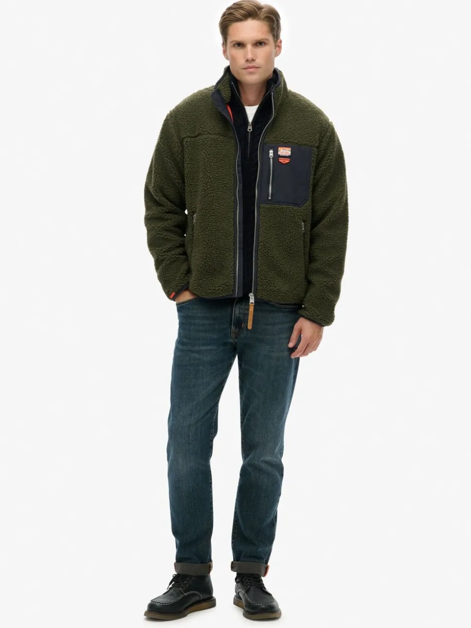 Superdry Green Vintage Retro Borg Fleece Jacket
