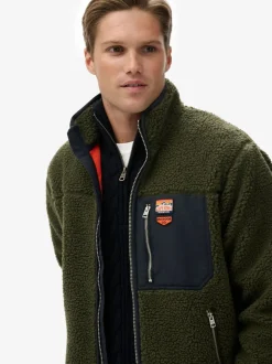 Superdry Green Vintage Retro Borg Fleece Jacket