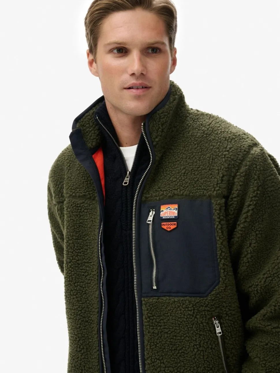 Superdry Green Vintage Retro Borg Fleece Jacket