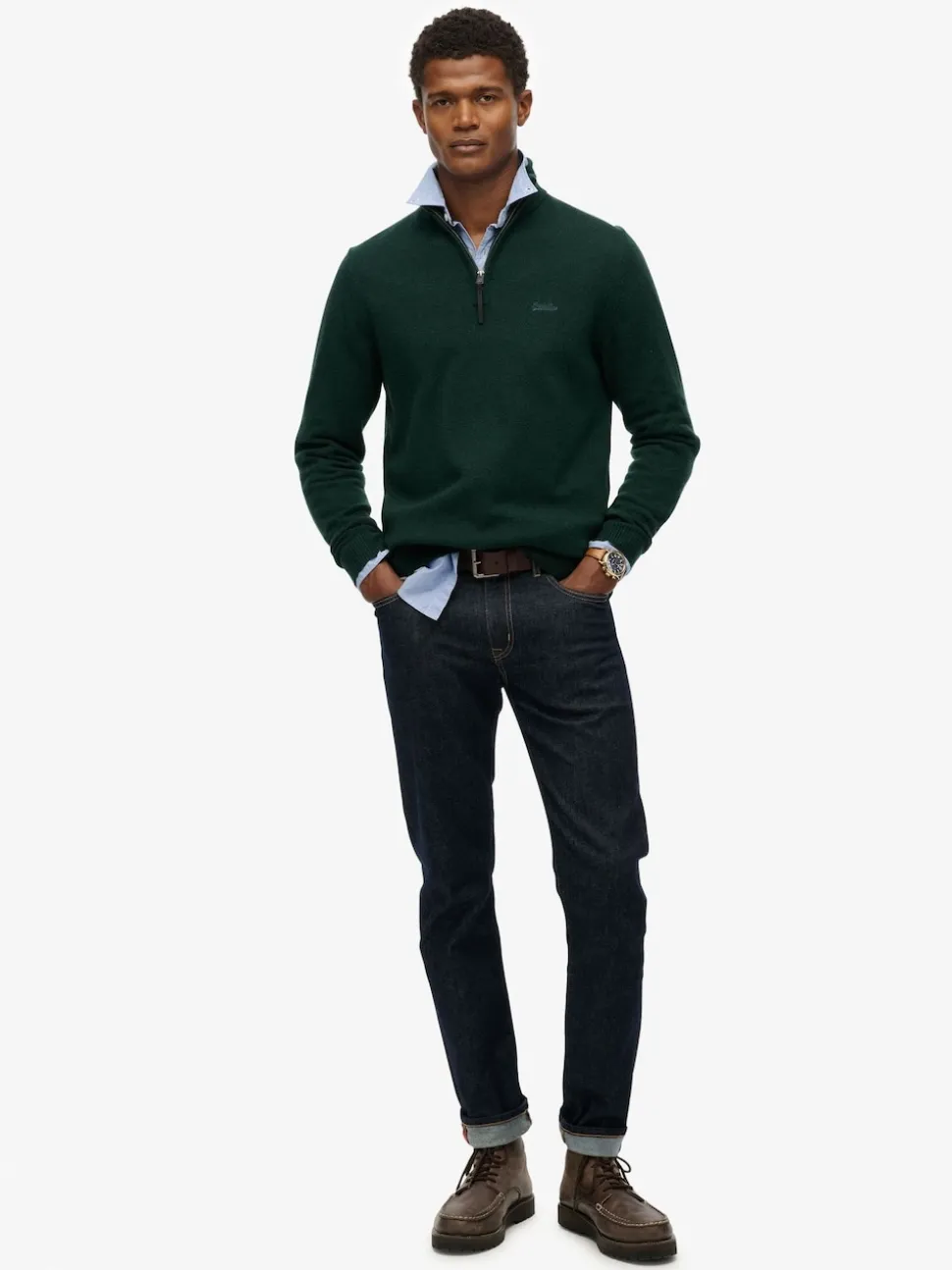 Superdry Green Wool Blend Half Zip Jumper