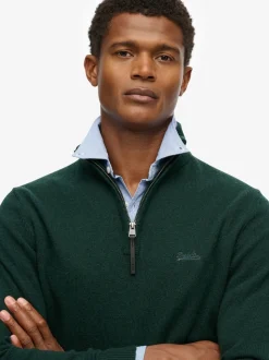 Superdry Green Wool Blend Half Zip Jumper