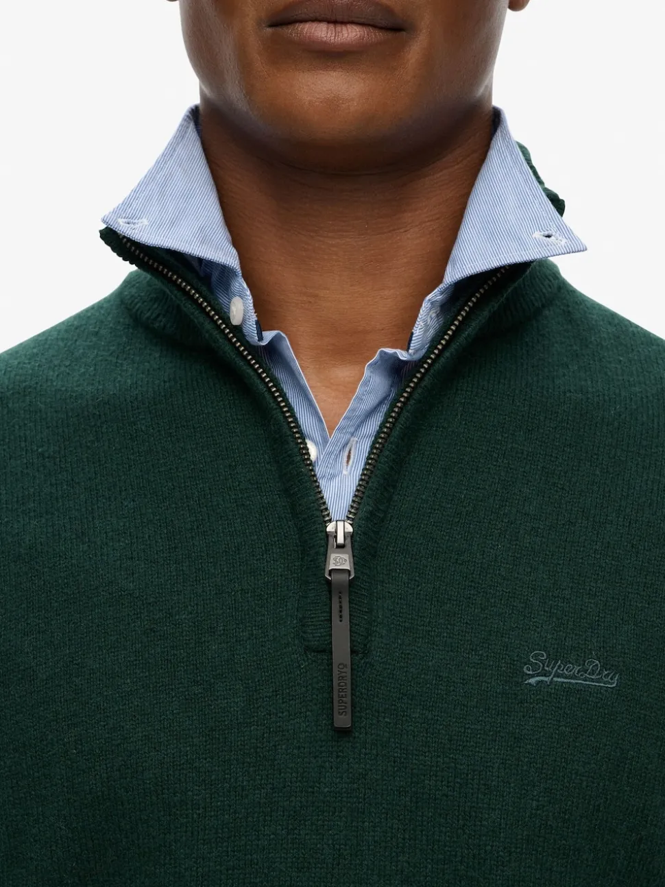Superdry Green Wool Blend Half Zip Jumper