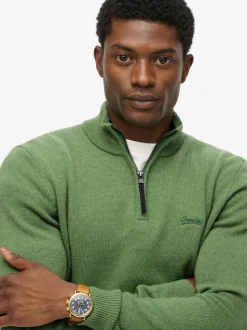 Superdry Green Wool Blend Half Zip Jumper