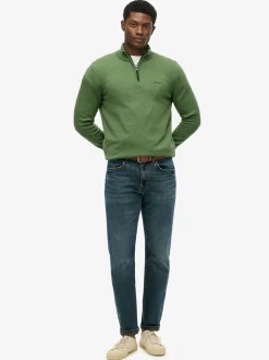 Superdry Green Wool Blend Half Zip Jumper