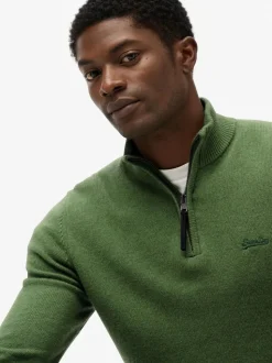 Superdry Green Wool Blend Half Zip Jumper