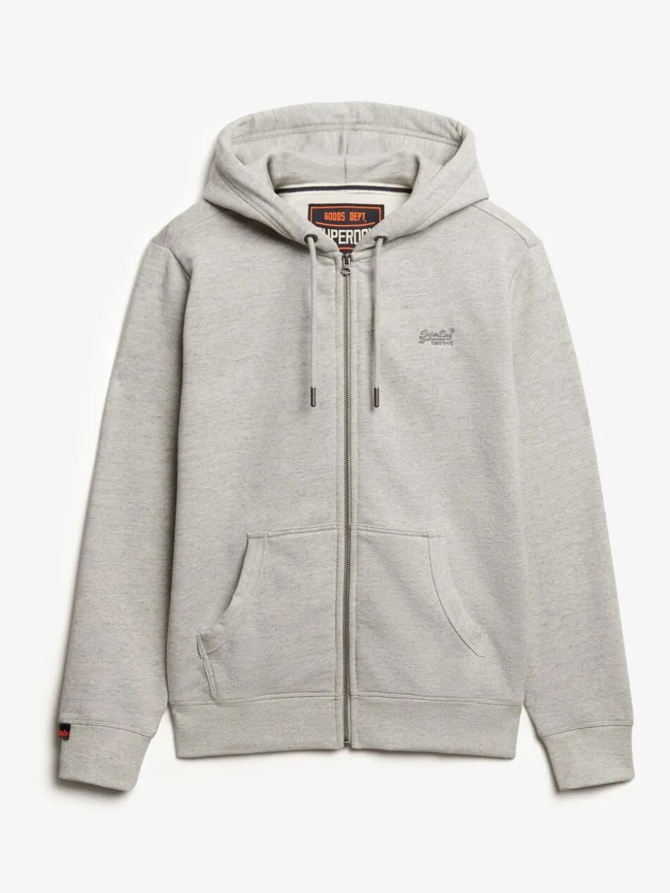 Superdry Grey Essential Logo Half Brushed Zip Hoodie