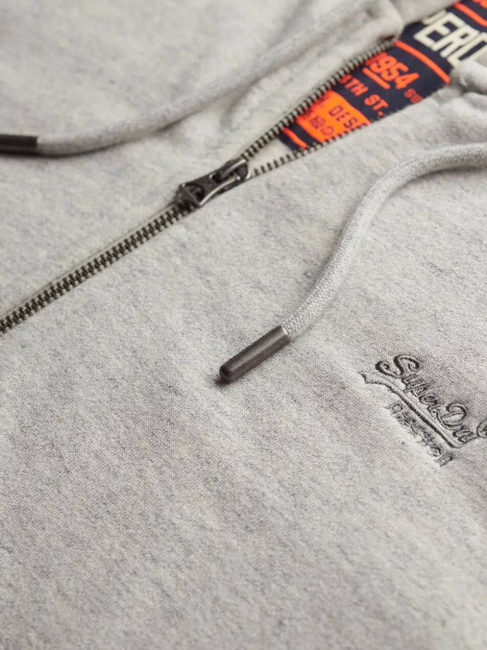 Superdry Grey Essential Logo Half Brushed Zip Hoodie