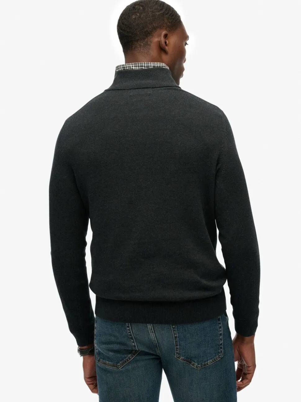 Superdry Grey Essentials Cotton Half Zip Jumper