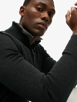 Superdry Grey Essentials Cotton Half Zip Jumper