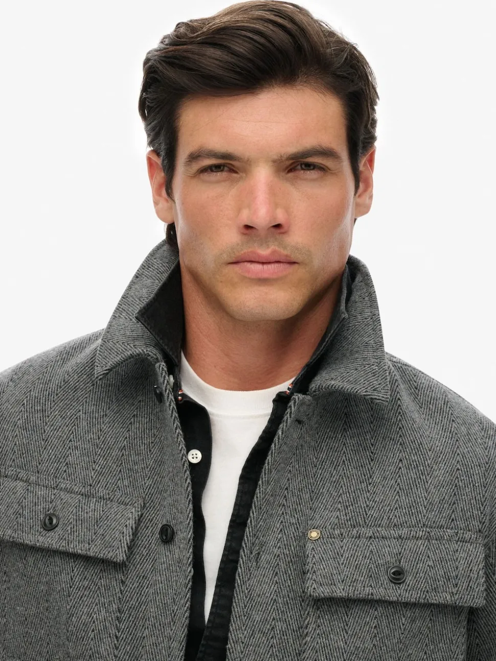 Superdry Grey Merchant Herringbone Overshirt