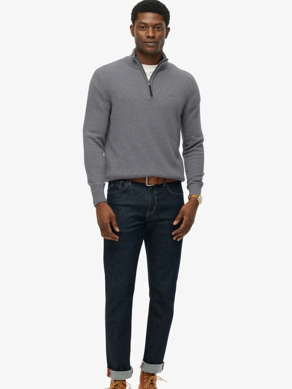 Superdry Grey Wool Blend Half Zip Jumper