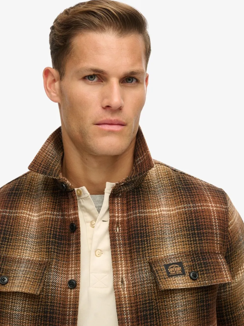 Superdry Haze Ombre Brown Wool Miller Overshirt