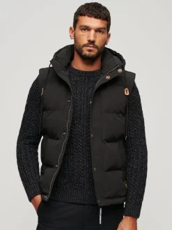 Superdry Jet Black Everest Hooded Puffer Gilet