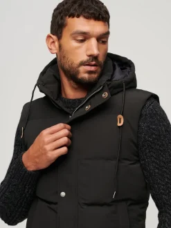 Superdry Jet Black Everest Hooded Puffer Gilet
