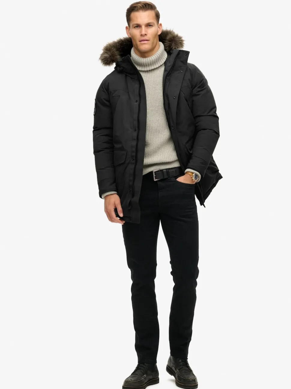 Superdry Jet Black Everest Faux Fur Parka Jacket