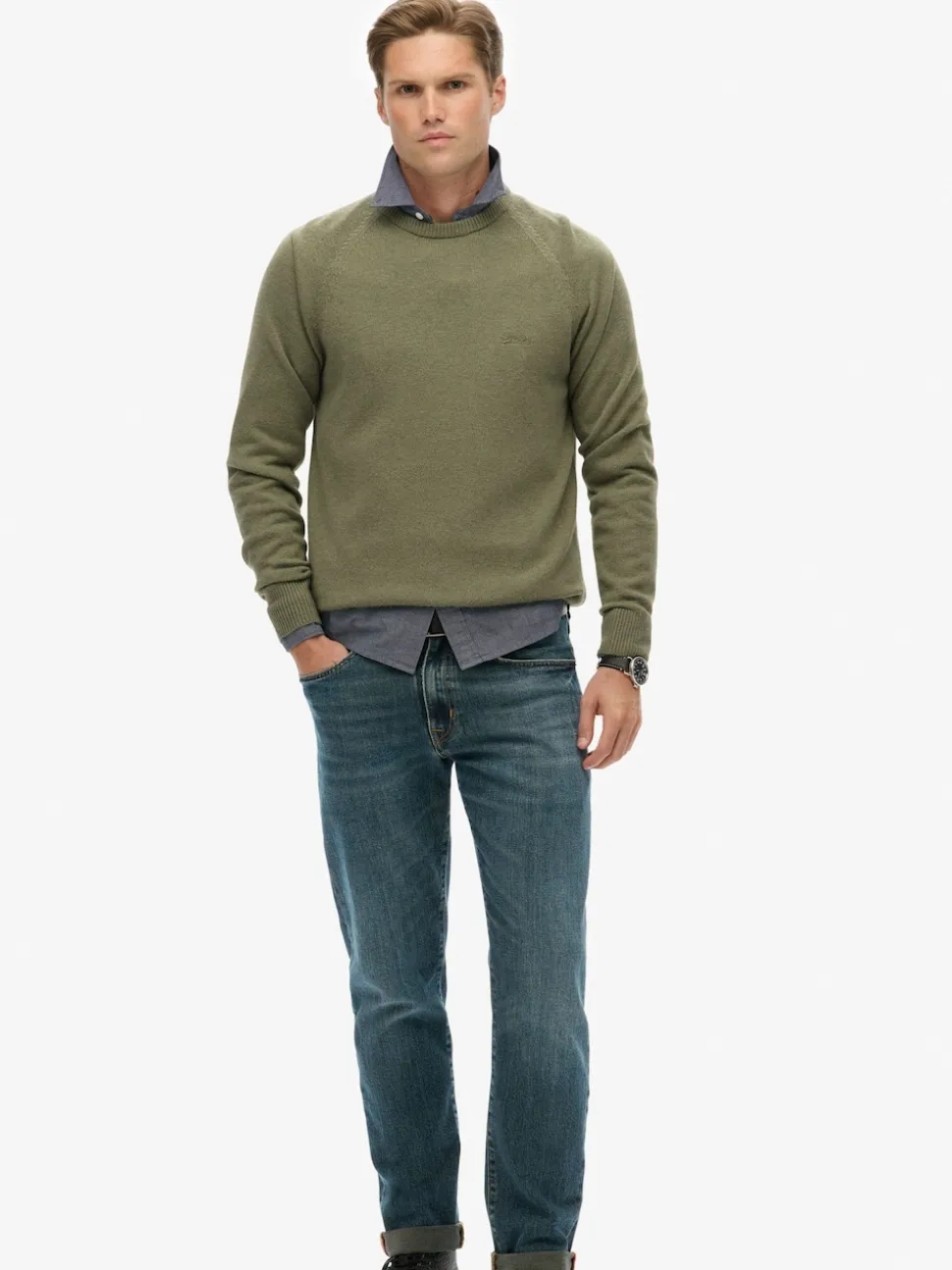 Superdry Light Sage Wool Blend Jumper