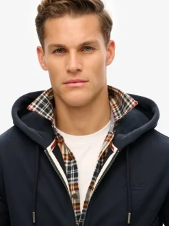 Superdry Midnight Blue Essential Logo Half Brushed Zip Hoodie