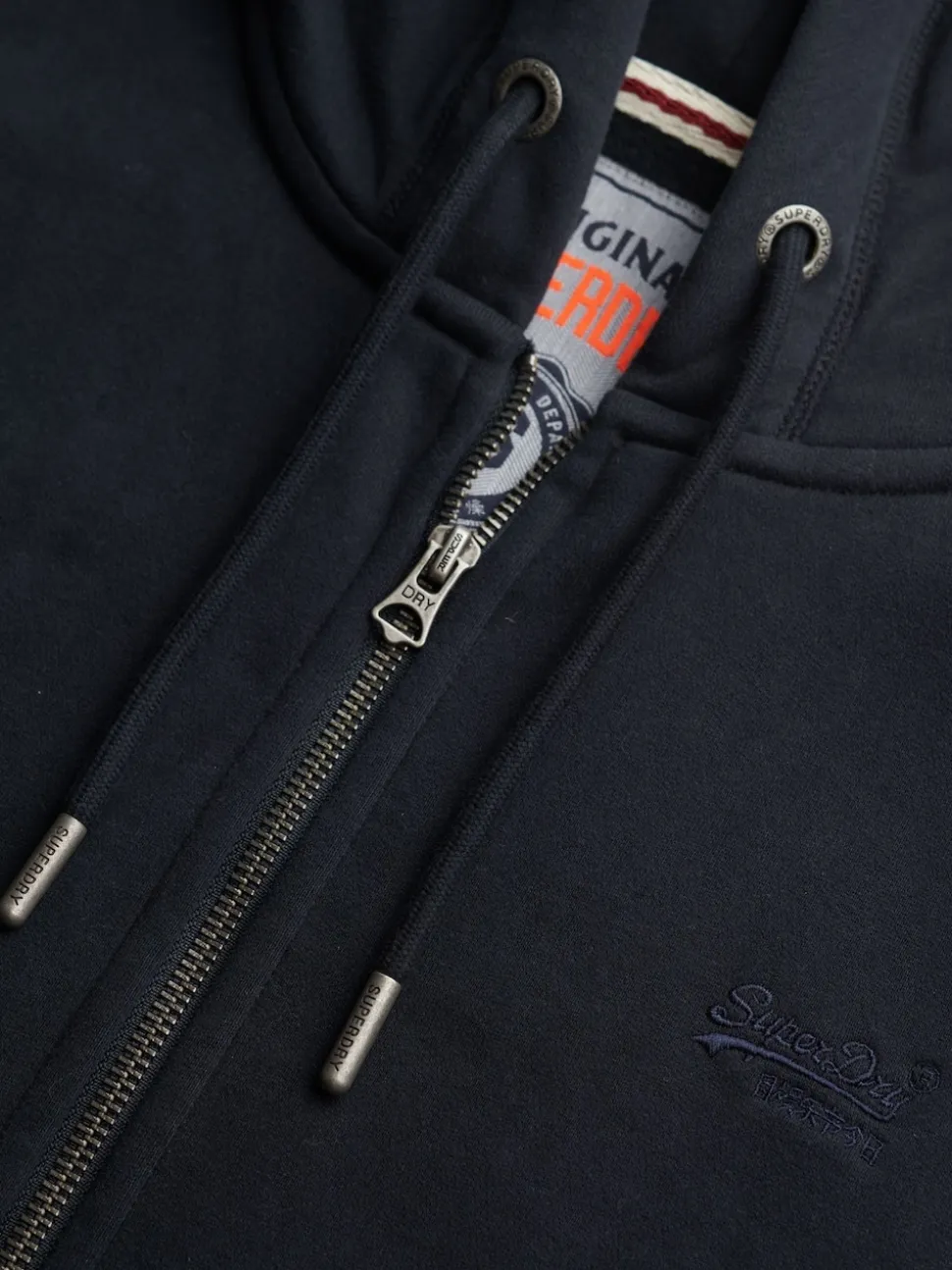 Superdry Midnight Blue Essential Logo Half Brushed Zip Hoodie