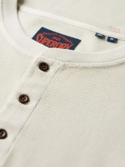 Superdry Natural Waffle Long Sleeve Half Button Top