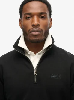 Superdry Navy Blue Knitted Texture Long Sleeve Polo Shirt