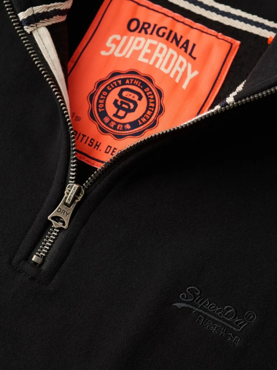 Superdry Navy Blue Knitted Texture Long Sleeve Polo Shirt