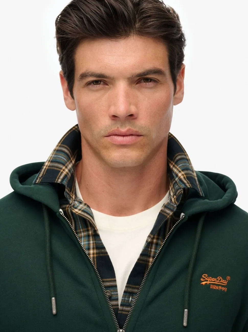 Superdry Olive Green Essential Logo Half Brushed Zip Hoodie