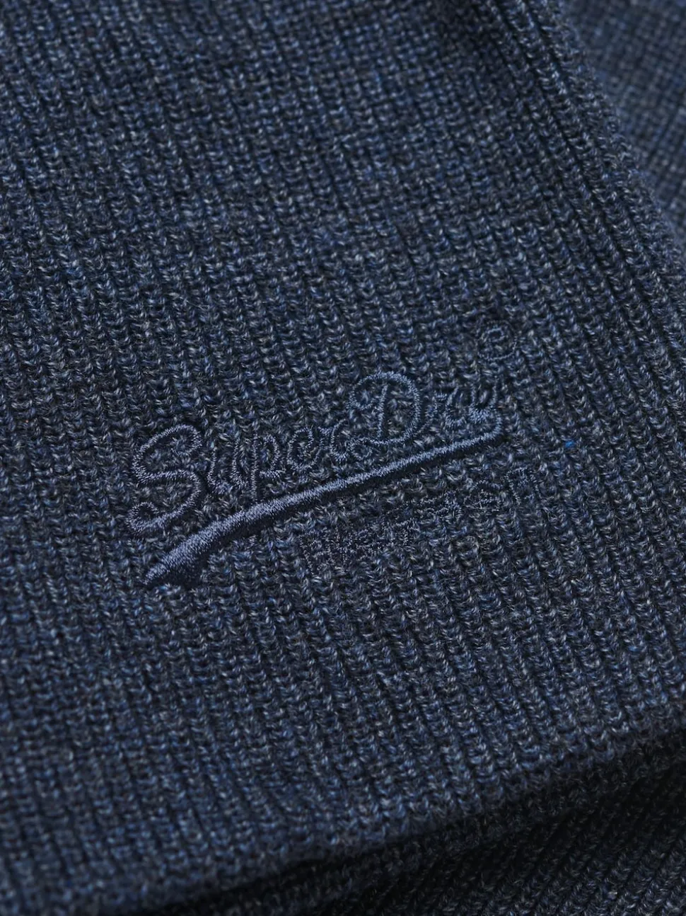 Superdry Richest Navy Marl Essential Logo Knitted Beanie Hat