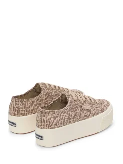 Superga 2790 Jaguar Print Canvas Trainers in Brown/Light Beige