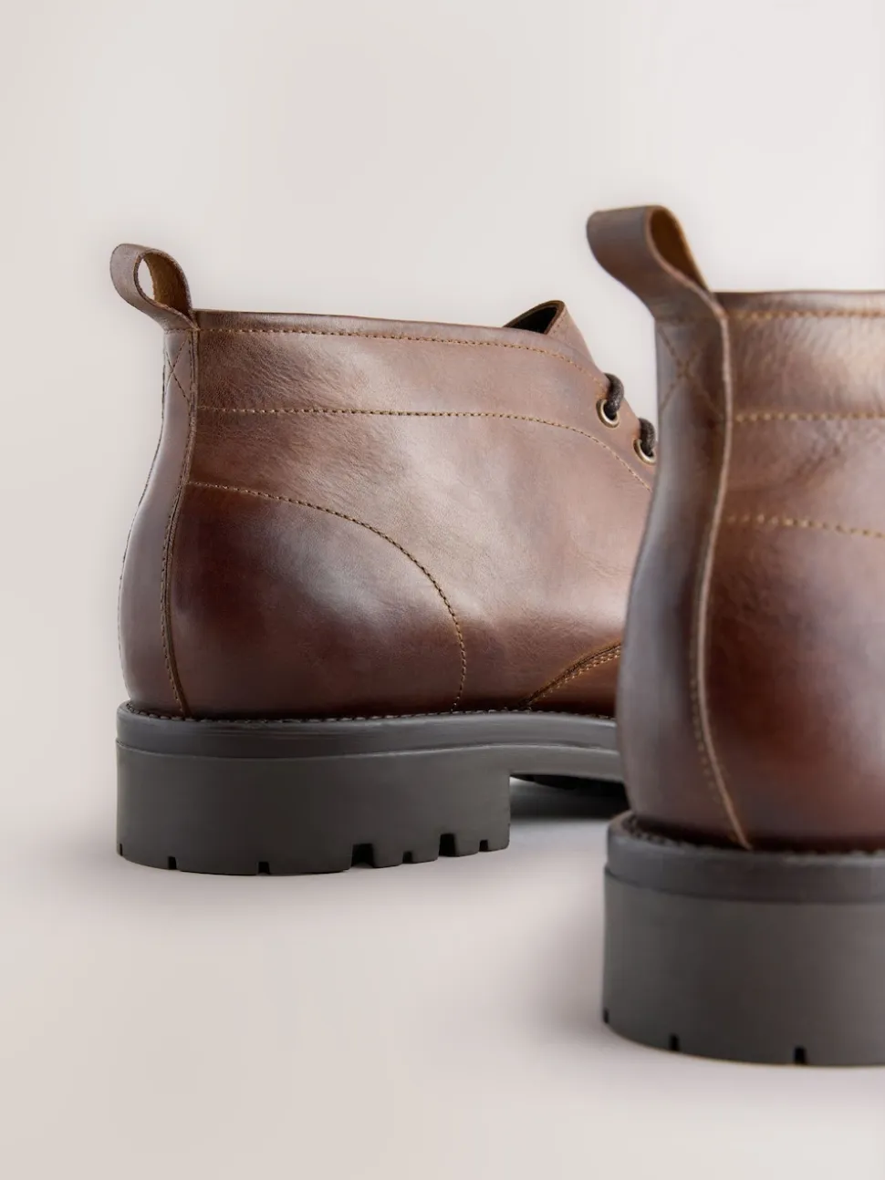 Tan Brown Chunky Leather Chukka Boots