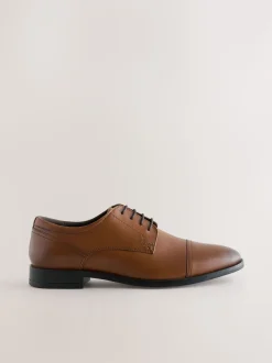 Tan Brown Derby Toe Cap Shoes