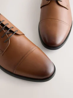 Tan Brown Derby Toe Cap Shoes