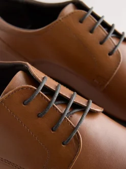 Tan Brown Derby Toe Cap Shoes